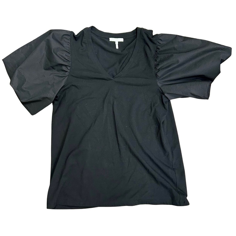 Hinson Wu “Kaitlyn” Puff Sleeve Knit Blouse | Black | XS